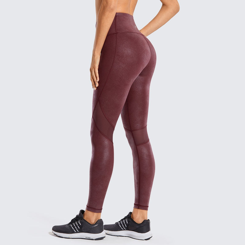 Coated Faux Leather Leggings - Red