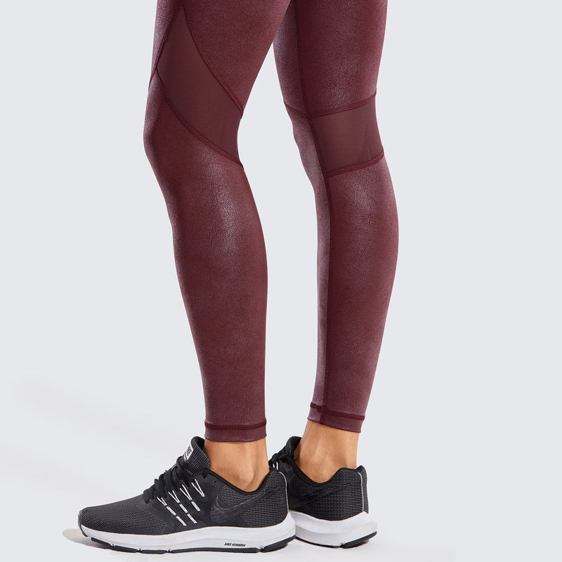 Coated Faux Leather Leggings - Red