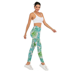 Green Tropical Leggings